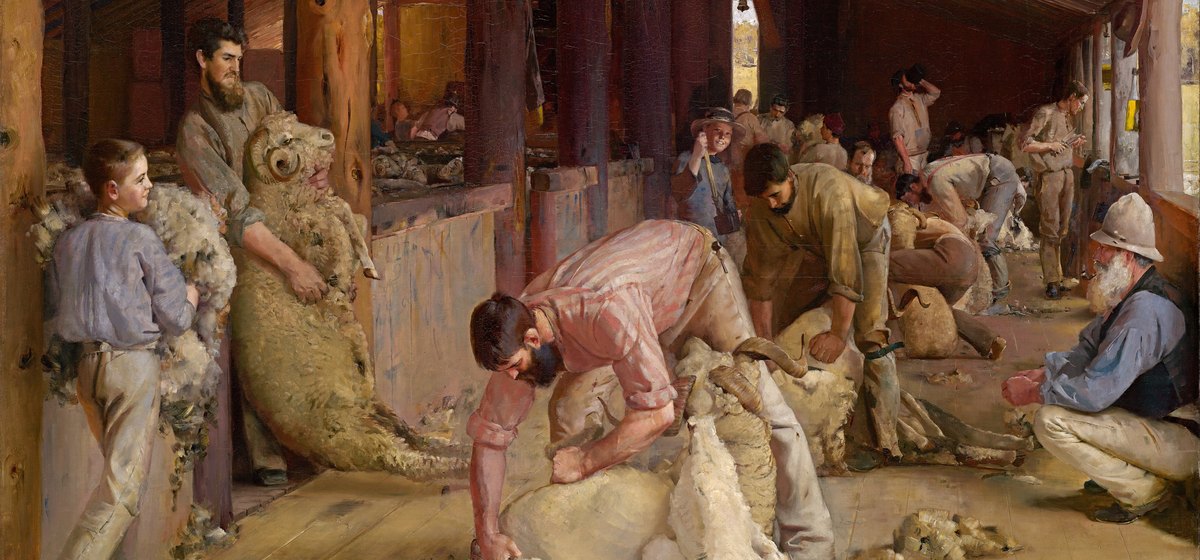 Tom Roberts, Shearing the Rams, 1890