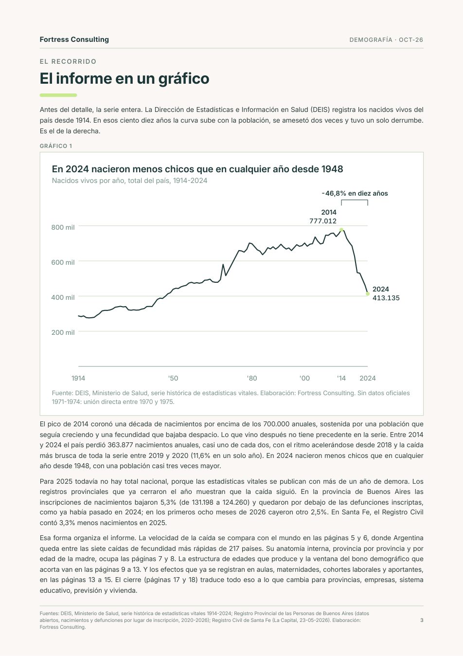 Una página del informe