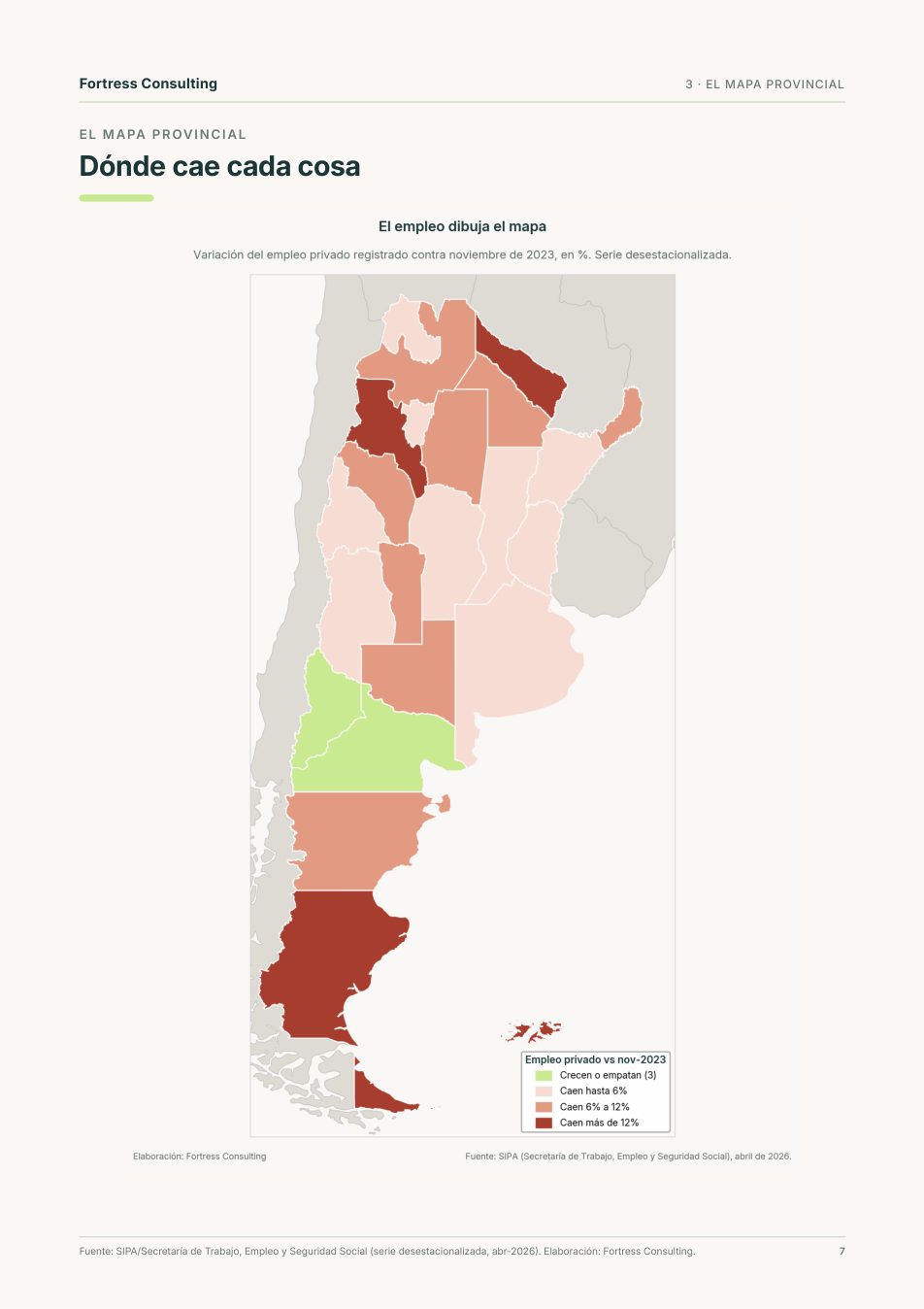 Una página del informe El nuevo mapa productivo argentino