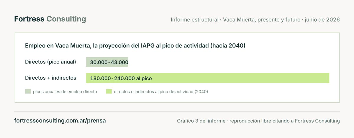 El IAPG proyecta entre 180.000 y 240.000 empleos directos e indirectos en Vaca Muerta al pico de actividad, hacia 2040